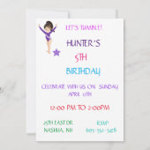 INVITATIONS D'ANNIVERSAIRE DE "TUMBLE GYMNASTICS" (Dos)