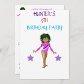 INVITATIONS D'ANNIVERSAIRE DE "TUMBLE GYMNASTICS" (Devant / Derrière)