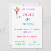 INVITATIONS D'ANNIVERSAIRE DE "TUMBLE GYMNASTICS" (Dos)