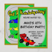 Invitations d'anniversaire de voiture de course (Devant / Derrière)