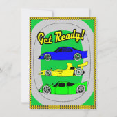 Invitations d'anniversaire de voiture de course (Dos)