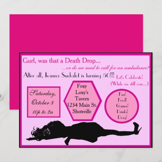 Invitations d'anniversaire d'entrave de baisse de (Devant / Derrière)