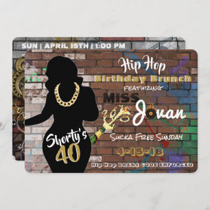 Invitations d'anniversaire des 40 Hip hop de Short