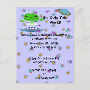 Invitations d'anniversaire des Aliens ultra mignon