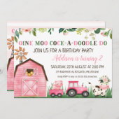 Invitations d'anniversaire des animaux de ferme fl (Devant / Derrière)