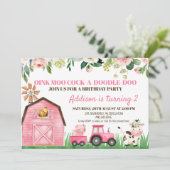 Invitations d'anniversaire des animaux de ferme fl (Debout devant)