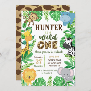 Invitations d'anniversaire des animaux de la jungl