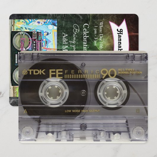 Invitations d'anniversaire des années 80 (Devant / Derrière)