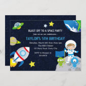 Invitations d'anniversaire des astronautes (Garçon (Devant / Derrière)