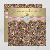 Invitations d'anniversaire des femmes d'or rose (Devant / Derrière)