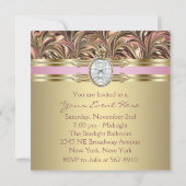 Invitations d'anniversaire des femmes d'or rose (Dos)