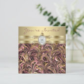 Invitations d'anniversaire des femmes d'or rose (Debout devant)