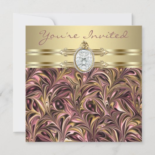 Invitations d'anniversaire des femmes d'or rose (Devant)