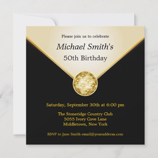 Invitations d'anniversaire des Mens Ivory Black Go (Devant)