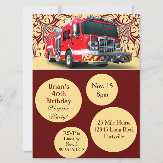 Invitations d'anniversaire des pompiers personnali (Devant)