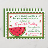 Invitations d'anniversaire d'été de la pastèque (Devant / Derrière)