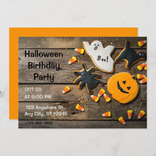 Invitations d'anniversaire d'Halloween (Devant / Derrière)
