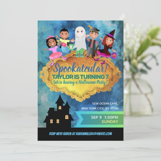 Invitations d'anniversaire d'Halloween (Debout devant)