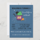 Invitations d'anniversaire d'Halloween bleu enfant (Devant)