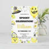 Invitations d'anniversaire d'Halloween vert jaune (Debout devant)