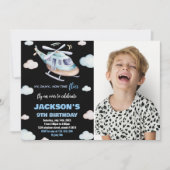 Invitations d'anniversaire d'hélicoptère Gris noir (Devant)