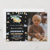 Invitations d'anniversaire d'hélicoptère noir avec (Devant)