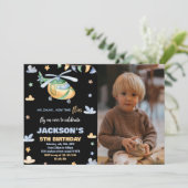 Invitations d'anniversaire d'hélicoptère noir avec (Debout devant)