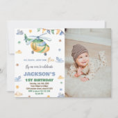 Invitations d'anniversaire d'hélicoptère Photo gri (Devant)