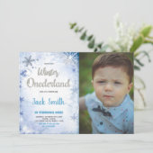 Invitations d'anniversaire d'hiver Photo d'argent (Debout devant)