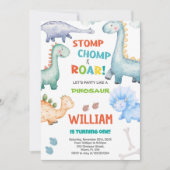 Invitations d'anniversaire Dinosaur Vert (Devant)