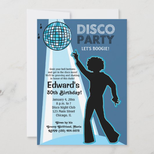 Invitations d'anniversaire Disco Party (Devant)