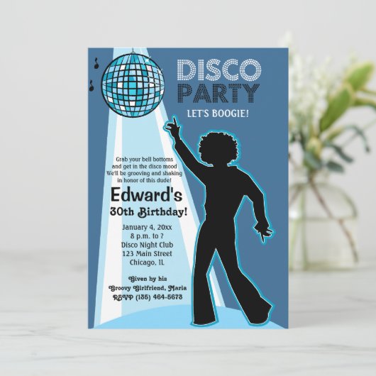 Invitations d'anniversaire Disco Party (Debout devant)