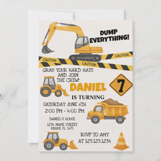 Invitations d'anniversaire do-it-yourself construc (Devant)