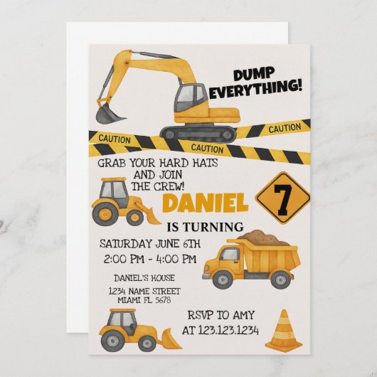 Invitations d'anniversaire do-it-yourself construc (Devant / Derrière)