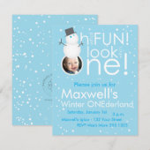 Invitations d'anniversaire d'ONEderland d'hiver de (Devant / Derrière)