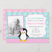 Invitations d'anniversaire d'ONEderland d'hiver de (Devant / Derrière)