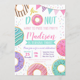 Invitations d'anniversaire Donut