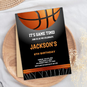 Invitations d'anniversaire du basket-ball orange n