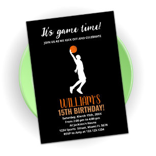Invitations d'anniversaire du basket-ball orange n