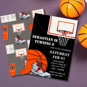 Invitations d'anniversaire du basket-ball orange n