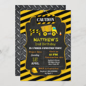 Invitations d'anniversaire du camion de pompage de (Devant / Derrière)