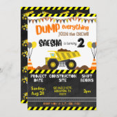 Invitations d'anniversaire du camion de pompage de (Devant / Derrière)