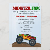 Invitations d'anniversaire du camion Monster (Devant / Derrière)