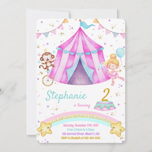 Invitations d'anniversaire du Carnaval (Devant)