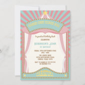Invitations d'anniversaire du carnaval rose Retro (Devant)