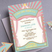Invitations d'anniversaire du carnaval rose Retro