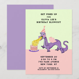 Invitations d'Anniversaire du Dragon Cute
