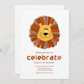 Invitations d'anniversaire du lion (Devant / Derrière)
