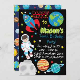 Invitations d'anniversaire du navire-fusée spatial