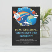 Invitations d'anniversaire du navire-fusée spatial (Debout devant)